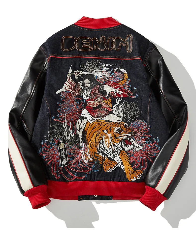 Premium "Denim" Sukajan baseball embroidery jacket