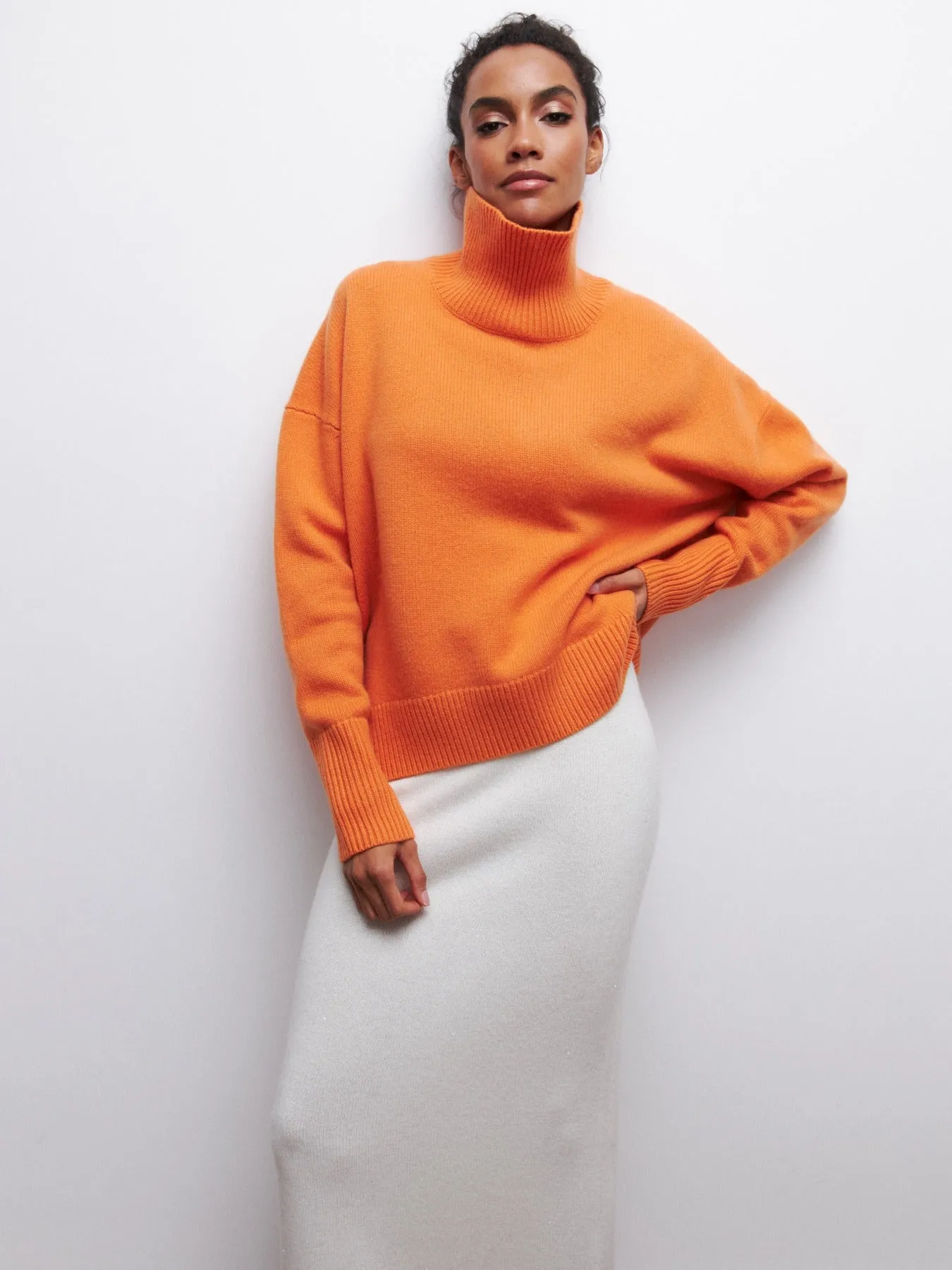 Simple Loose Turtleneck Long Sleeve Sweater