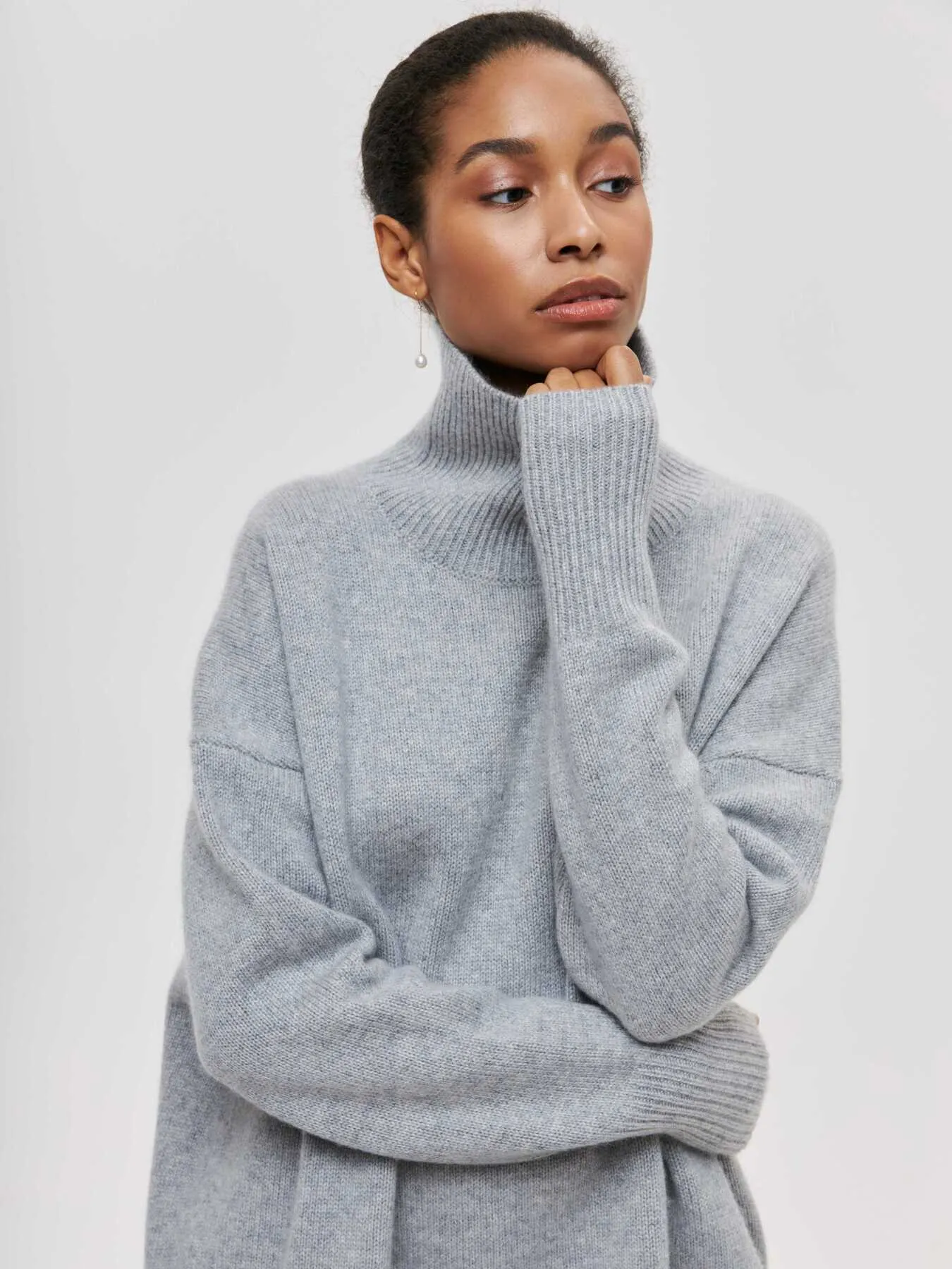 Simple Loose Turtleneck Long Sleeve Sweater