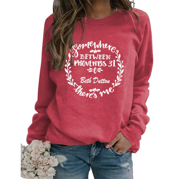 Simple Pullover Top Long Sleeve Printed Loose Sweater Cross Border