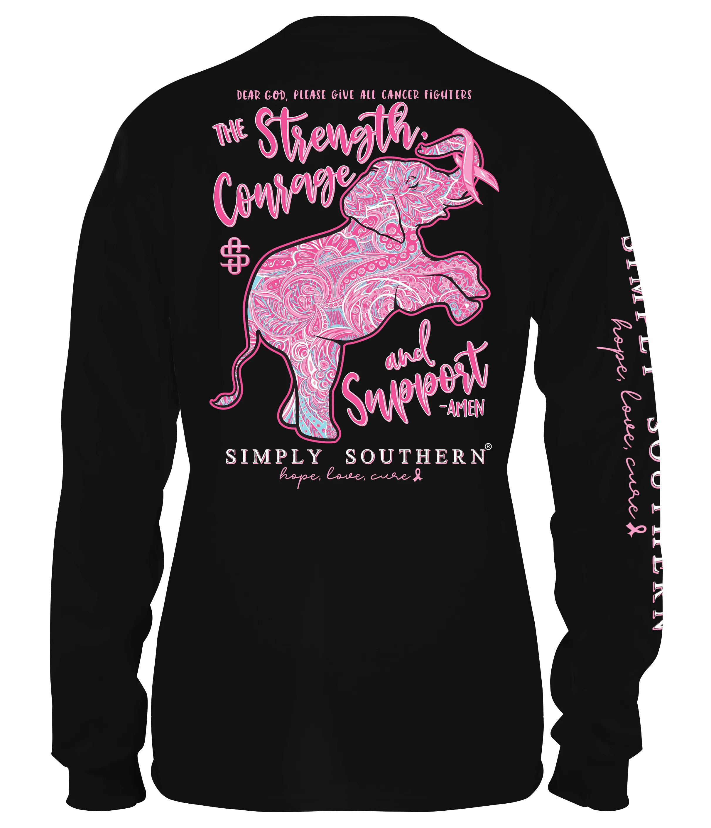 'Strength, Courage, and Support' Breast Cancer Long Sleeve Tee by Simply Southern