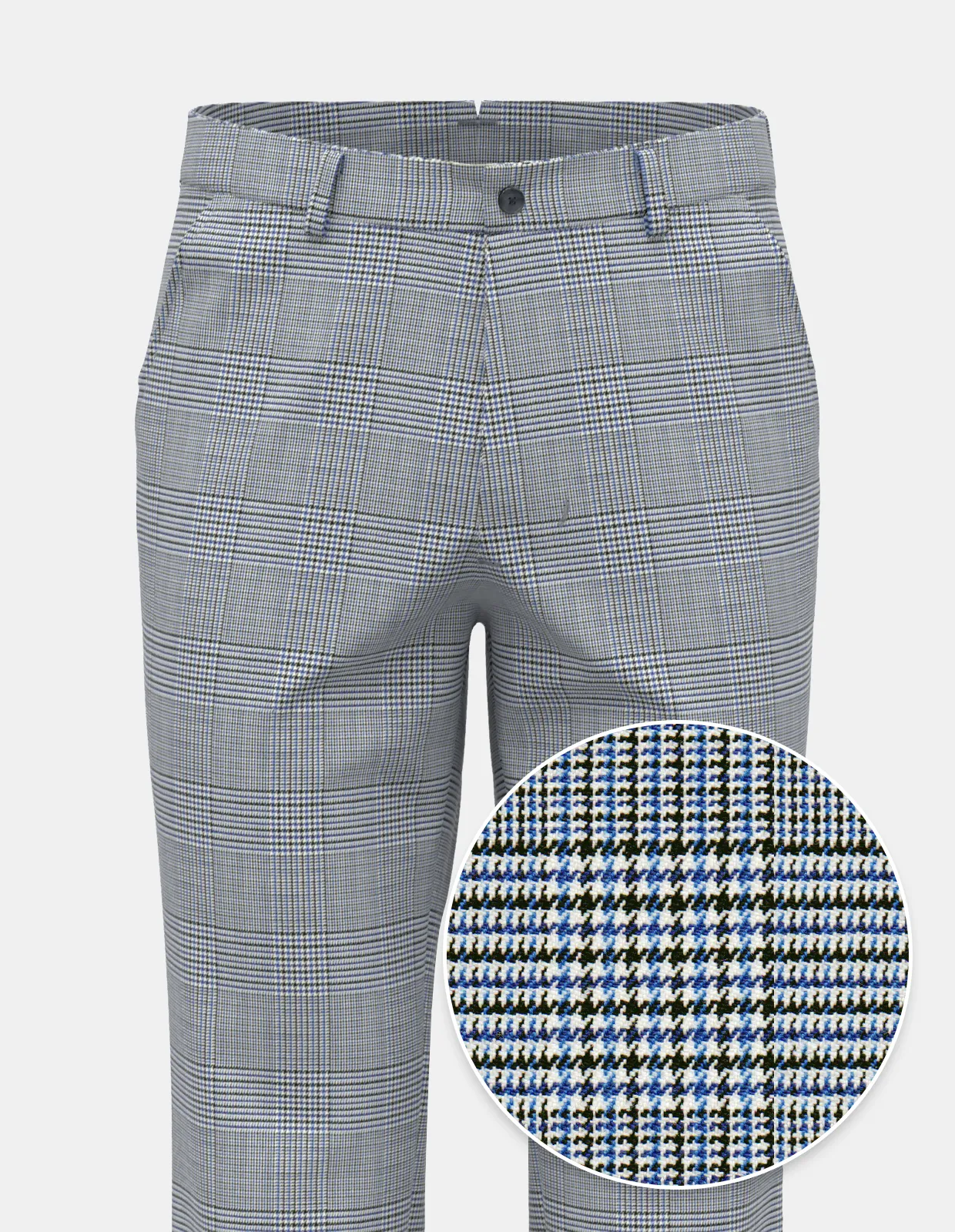 Tech Wools - Royal Blue and Black Prince of Wales Check | Chino