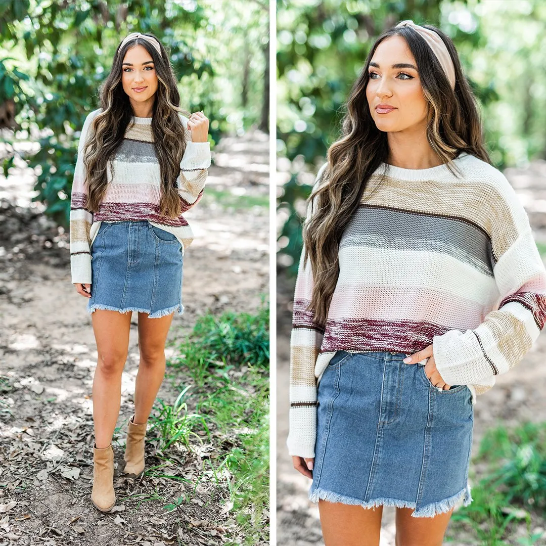 Telling The Truth Denim Frayed Skirt