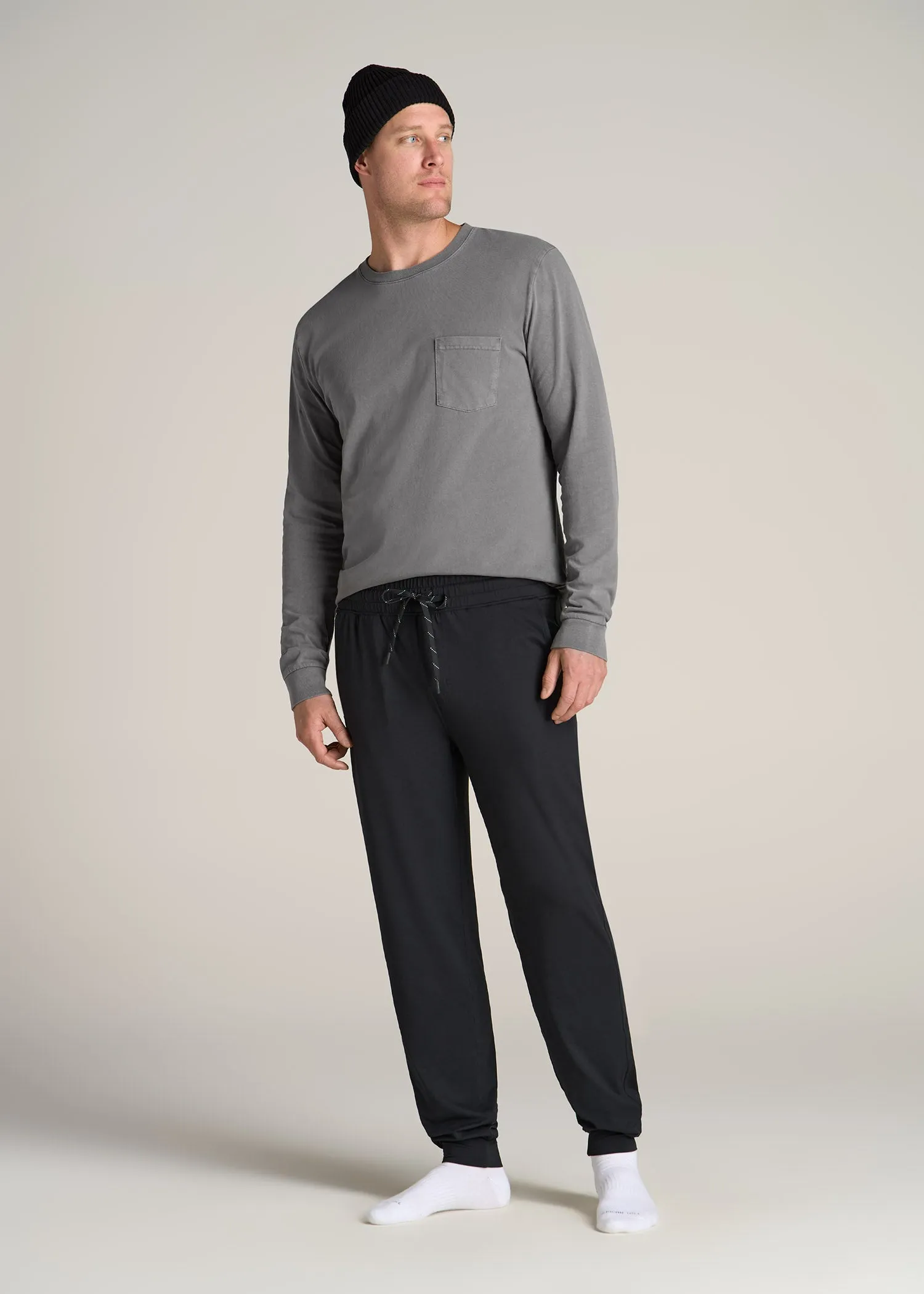 Weekender Stretch Lounge Joggers for Tall Men in Black