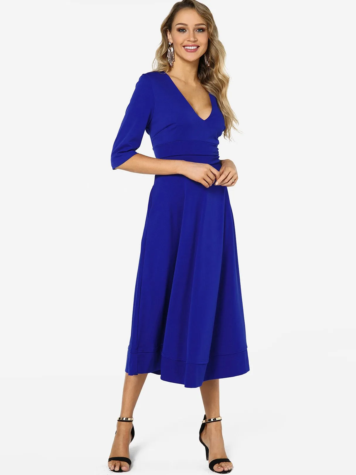 Wholesale Deep V Neck Half Sleeve Dress