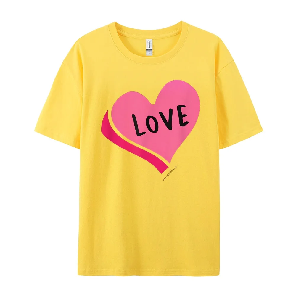 Women Valentine's Day Love Pink Heart Print Graphic T-shirt