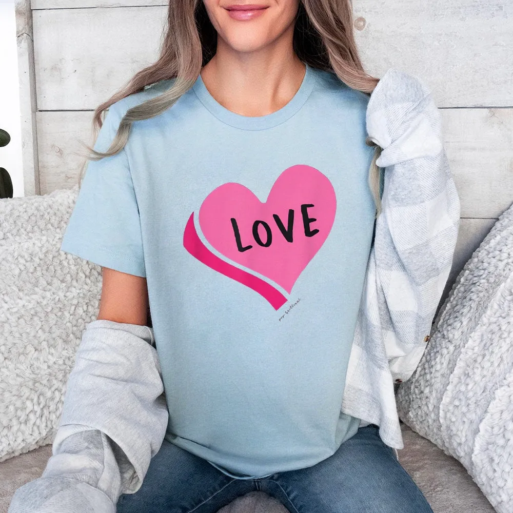 Women Valentine's Day Love Pink Heart Print Graphic T-shirt