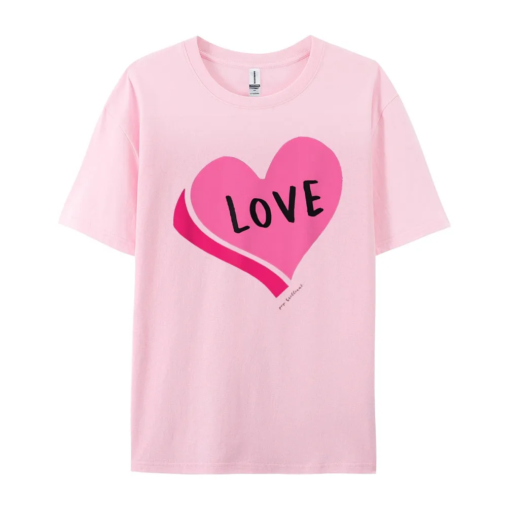 Women Valentine's Day Love Pink Heart Print Graphic T-shirt