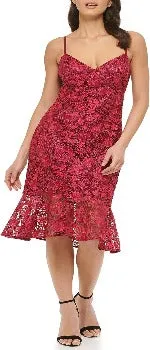 Women's Lace Midi with Flounce Hem Dress - Guess