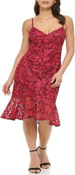 Women's Lace Midi with Flounce Hem Dress - Guess