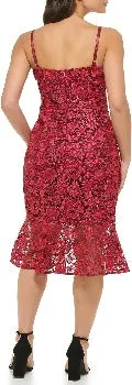 Women's Lace Midi with Flounce Hem Dress - Guess