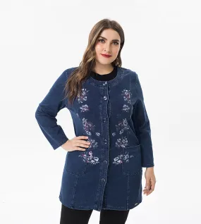 Women's Print Denim Jacket | Plus Size