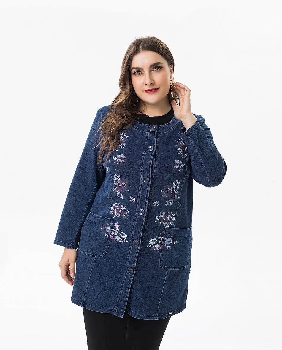 Women's Print Denim Jacket | Plus Size