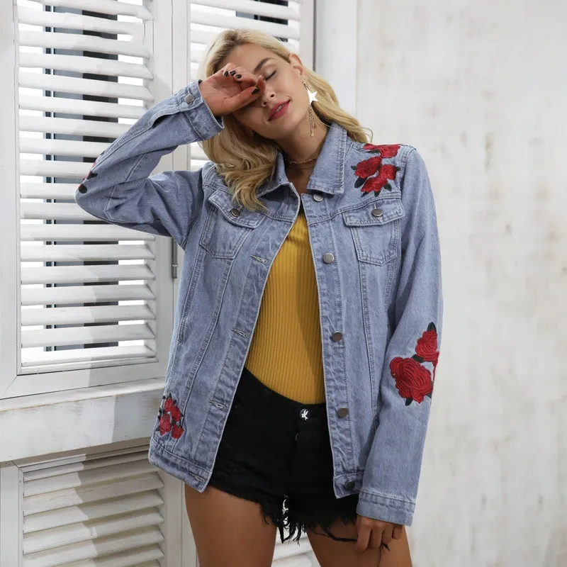 Women's Spring Denim Blue Basic Jacket