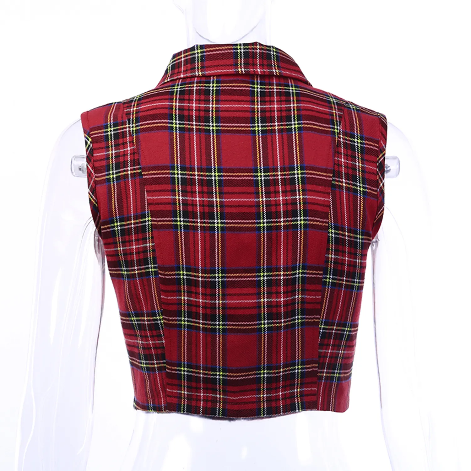 Women's Summer Casual Cotton Plaid Zipper Vest