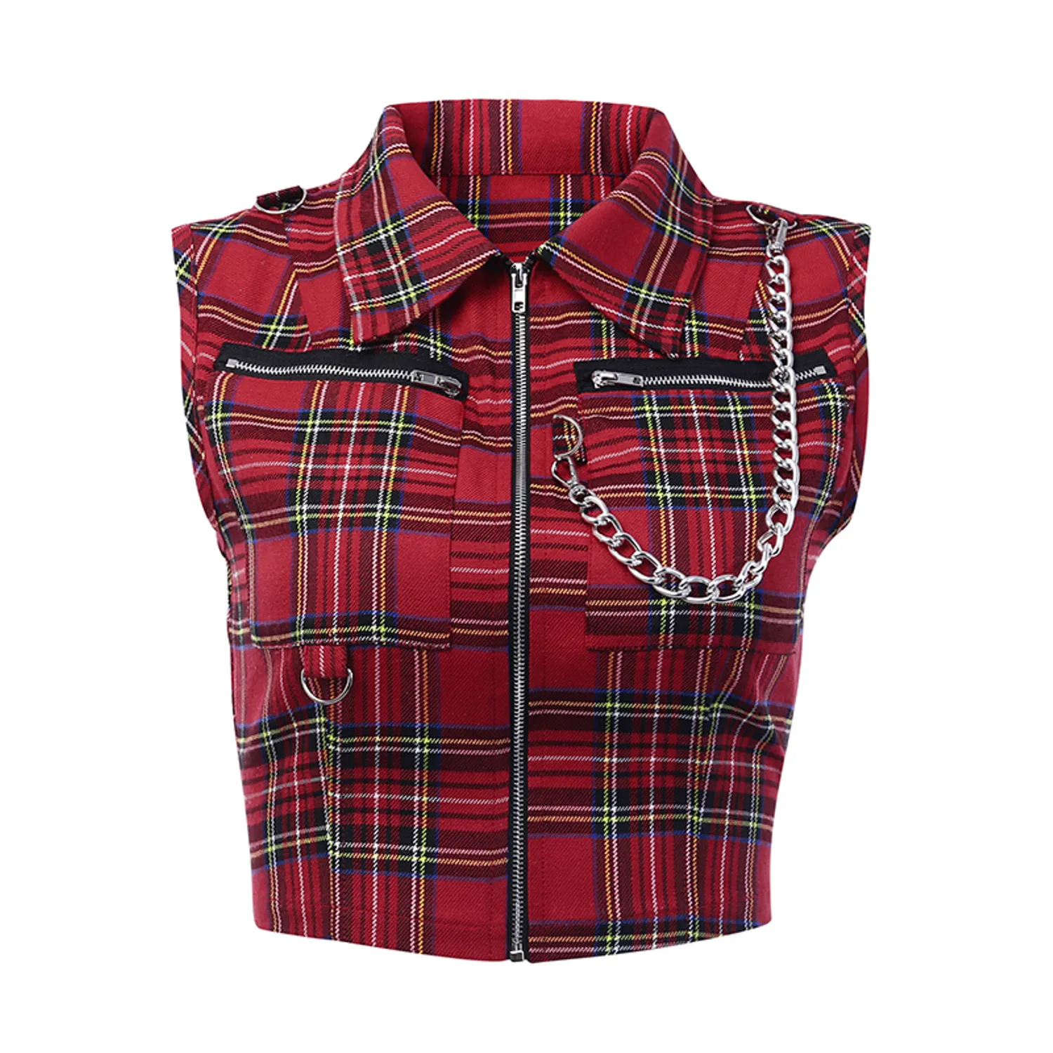 Women's Summer Casual Cotton Plaid Zipper Vest